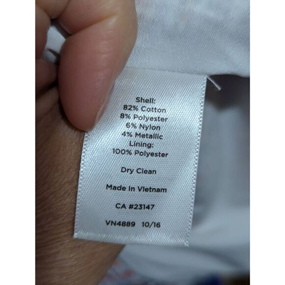 Talbots Women's Red & Blue Metallic Silver Thread Fully Lined Straight Skirt Siz - Picture 5 of 7